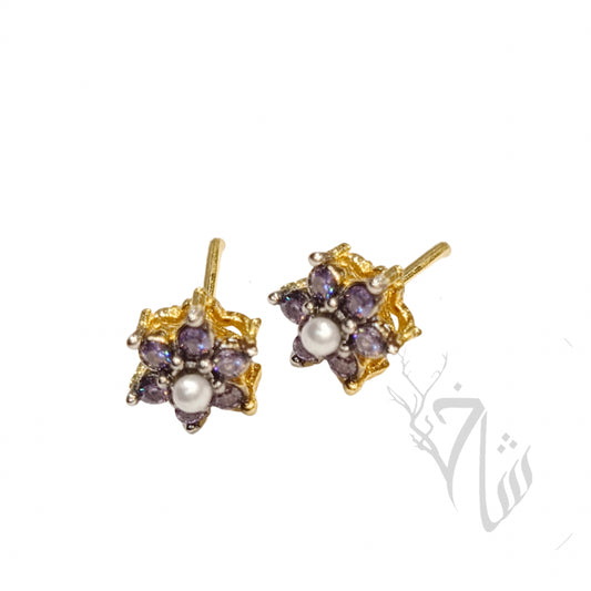 Floral Stud - Amethyst