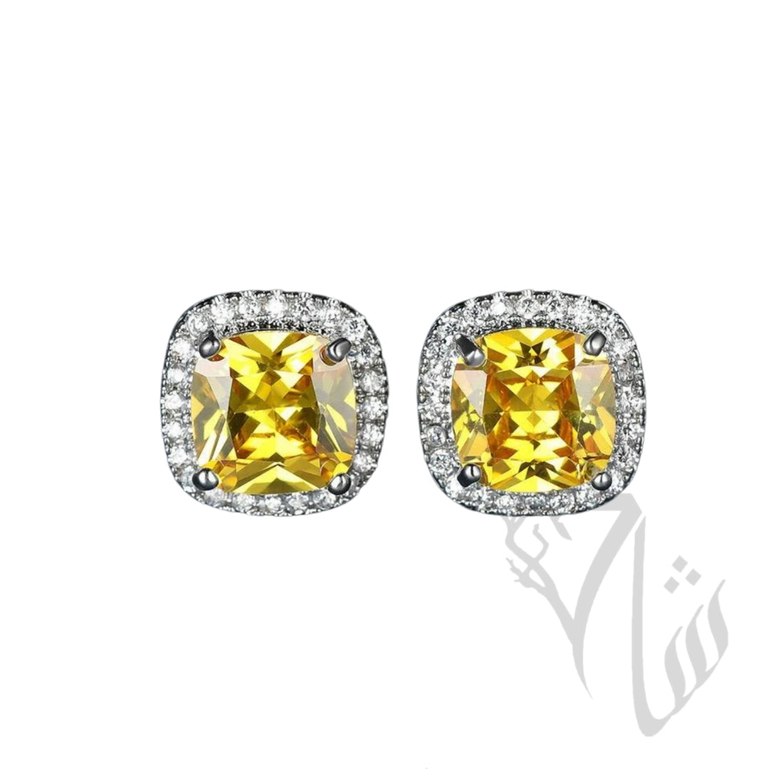 Topaz Zircon Cushion Studs