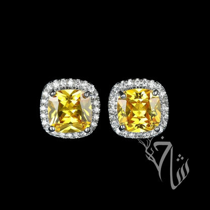 Topaz Zircon Cushion Studs